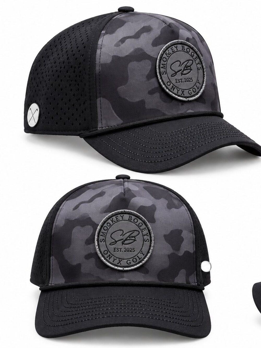 Smokin' Bogeys Hats: Camo, White, Grey, Black